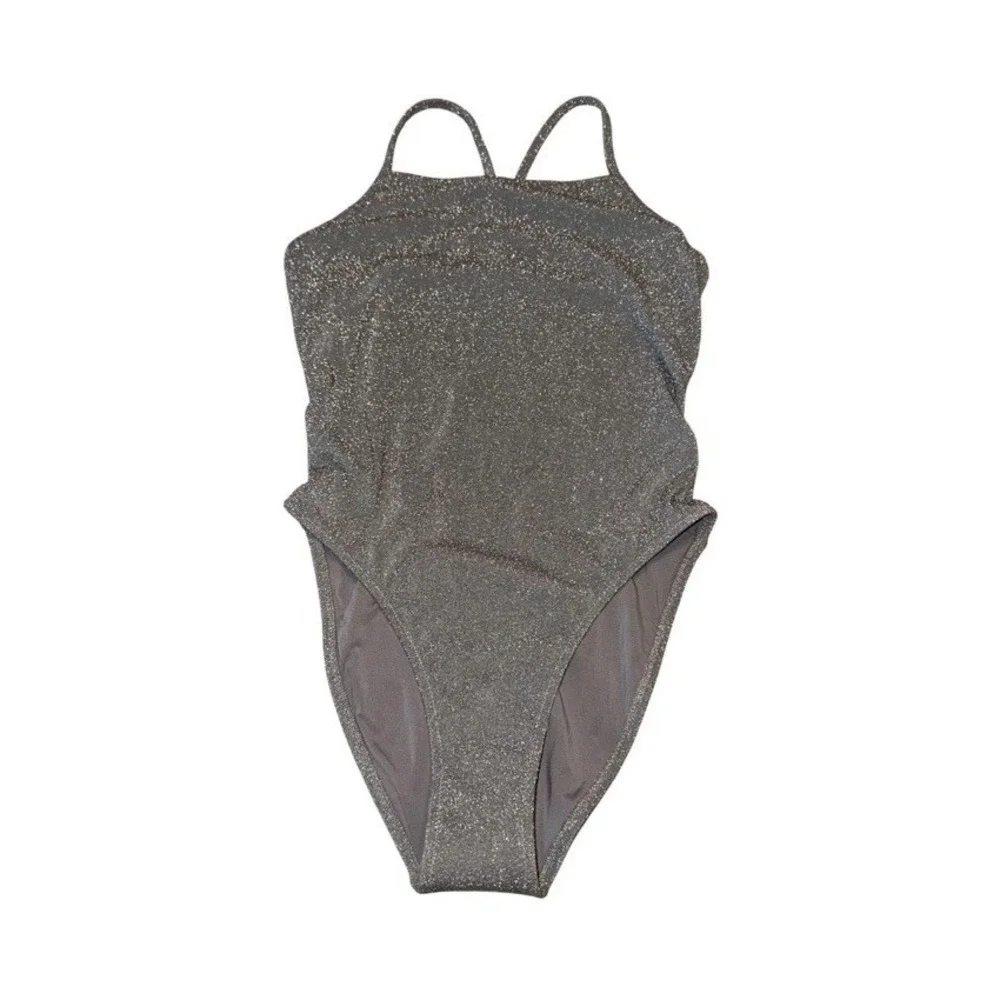 Skims Swim Nickel Silver Glitter One Piece Swimsuit Women's 4X NEW WITH TAGS
